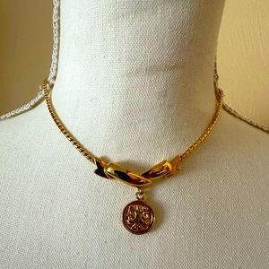 Fendi Vintage Medallion Round Janus Coin Shaped 1925 Roma Italy Necklace.